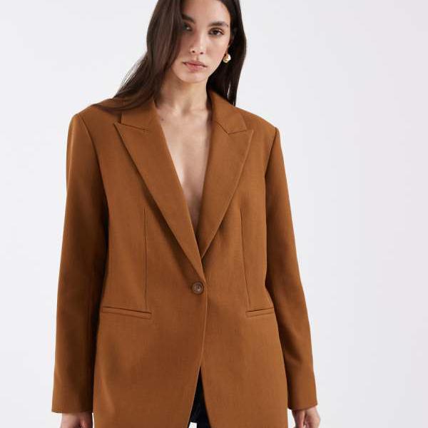 エイソス ASOS asos ASOS DESIGN トフィーテクスチャーのテーラードシングルブレストブレザー アウター レディース 女性 インポートブランド 小さいサイズから大きいサイズまで