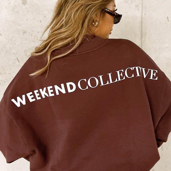 宅送 楽天市場 Asosウィークエンドコレクティブ特大スウェットシャツ バックロゴはブラウン トップス レディース 女性 インポートブランド 小さいサイズから大きいサイズまで セレクトショップ Diva Closet 第1位獲得 Advance Com Ec