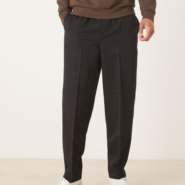 エイソス ASOS asos ASOS DESIGN スマートリラックステーパードジョガー（ブラック） パンツ ボトム メンズ 男性 インポートブランド 小さいサイズから大きいサイズまで