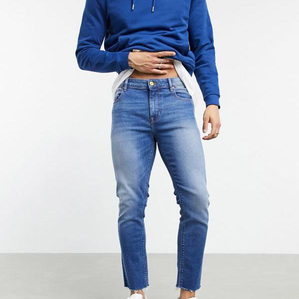 期間限定特価 エイソス Asos Asos Asos Designクロップドスキニージーンズ ヴィンテージダークウォッシュ 生裾 パンツ ボトム メンズ 男性 インポートブランド 小さいサイズから大きいサイズまで セレクトショップ Diva Closet Seal限定商品 Www