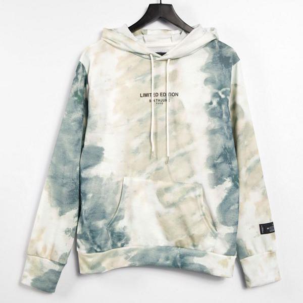 好評にて期間延長 小さいサイズから大きいサイズまで インポートブランド 男性 メンズ トップス 6月6日ベージュの絞り染めパーカー June Sixth シックススジューン As Qbdworks Com