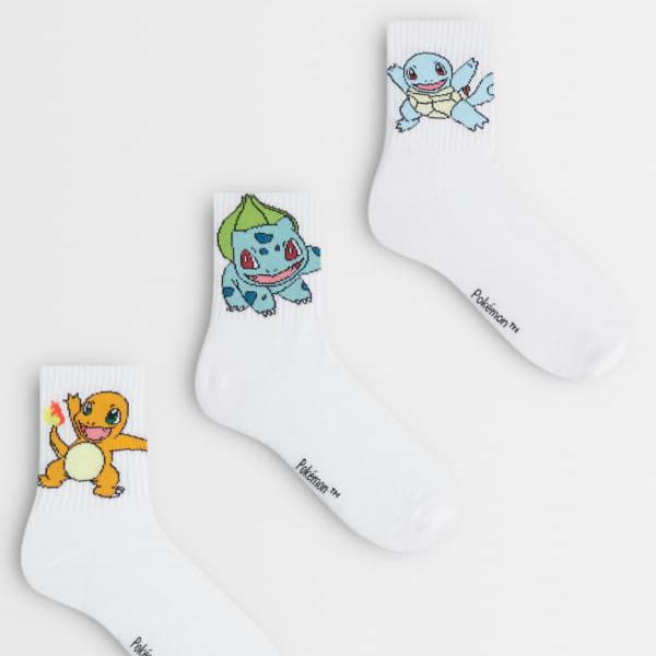 エイソス ASOS asos ASOS DESIGN ポケモン柄ソックス3足セット（ホワイト） 靴下 メンズ 男性 インポートブランド