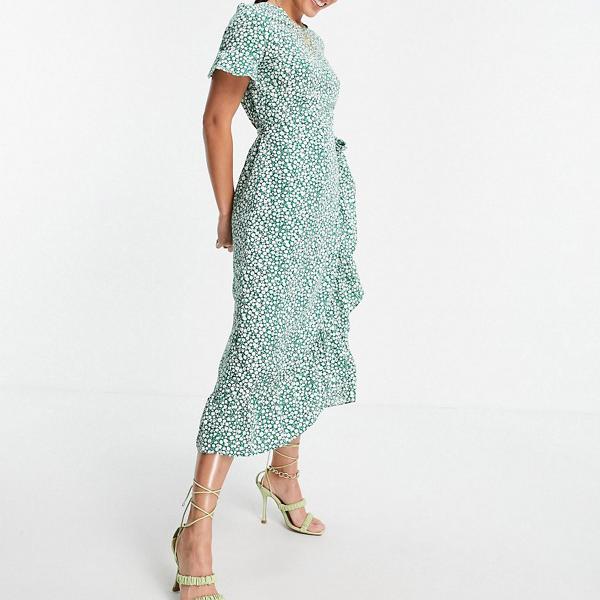 京都のセレクトショップdivacloset レディース Veromodaトールミディフリルティードレスグリーンスポット ワンピース レディース 女性 インポートブランド ドレス 小さいサイズから大きいサイズまで セレクトショップ Diva 女性 Closet