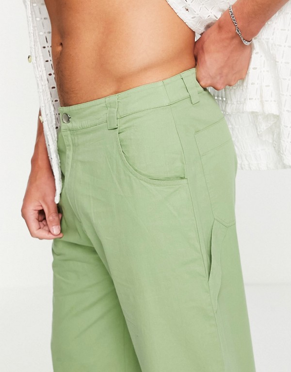 高級感 パンツ リクレイムドヴィンテージにインスパイアされたグリーンのカジュアルなリラックスパンツ Vintage Reclaimed リクレイムドヴィンテージ ボトム 小さいサイズから大きいサイズまで インポートブランド 男性 メンズ ズボン パンツ Juneauhotels Net