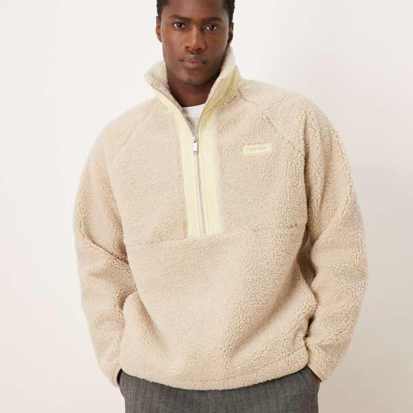 カルバンクラインジーンズ Calvin Klein Jeans カルバン・クライン・ジーンズ シェルパ クォータージップ フリース（皮膚軟化剤色） トップス メンズ 成人男性 インポートブランド ごく小さい大きさから大層らしい大きさまで
