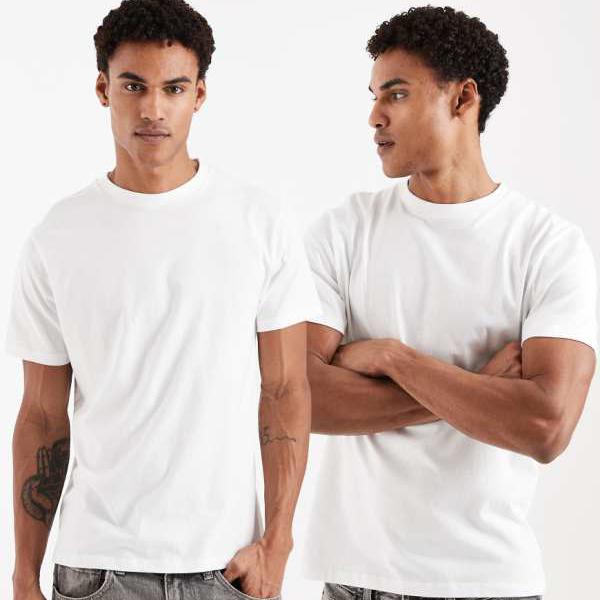 エイソス ASOS asos ASOS DESIGN 2枚書き割り エッセンシャルズ 労働者の一団のど首ティーシャツ（白いこと） トップス メンズ 成人男性 インポートブランド 小っちゃい大いさから馬鹿でかい大いさまで