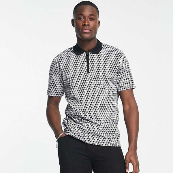 【楽天市場】ジャックアンドジョーンズ Jack & Jones Jack & Jones プレミアム ジャカード ハーフジップ ポロ、ブラック