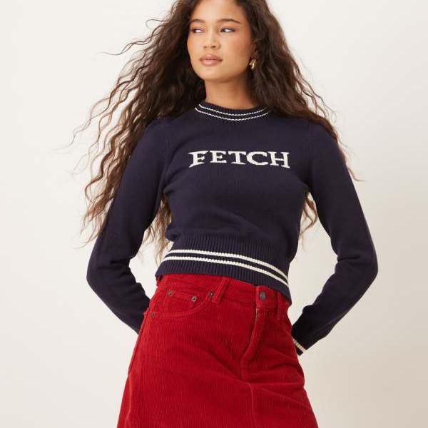 House of Sunny のフェッチクルーネッククロップドジャンパー（ネイビー） トップス レディース 女性 インポートブランド 小さいサイズから大きいサイズまで