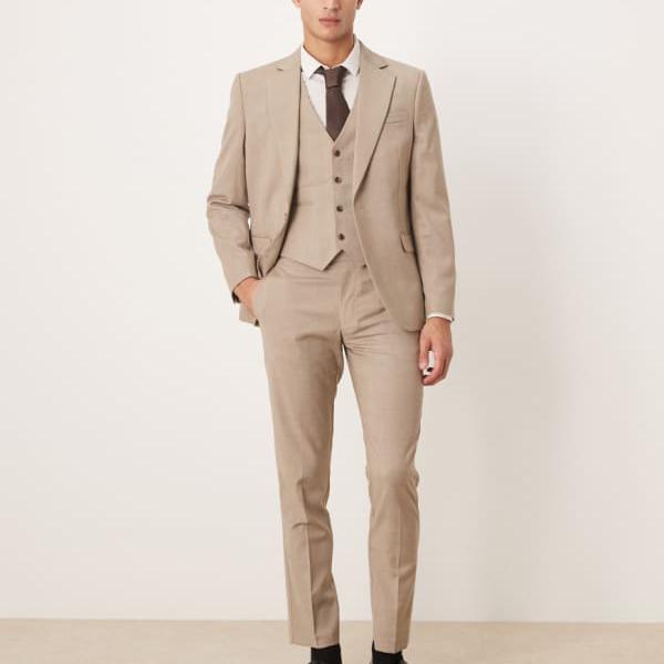 エイソス ASOS asos ASOS DESIGN スキニースーツパンツ（ブラウンチェック） パンツ ボトム メンズ 男性 インポートブランド 小さいサイズから大きいサイズまで