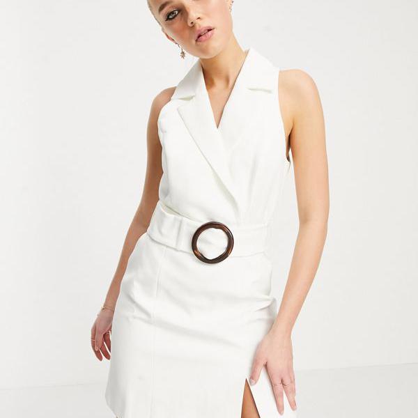 安い フォーエバーニュー Forever New フォーエバーニューベルトタキシードミニドレス ホワイトのべっ甲バックル付き ワンピース レディース 女性 インポートブランド 小さいサイズから大きいサイズまで セレクトショップ Diva Closet 売り切れ必至