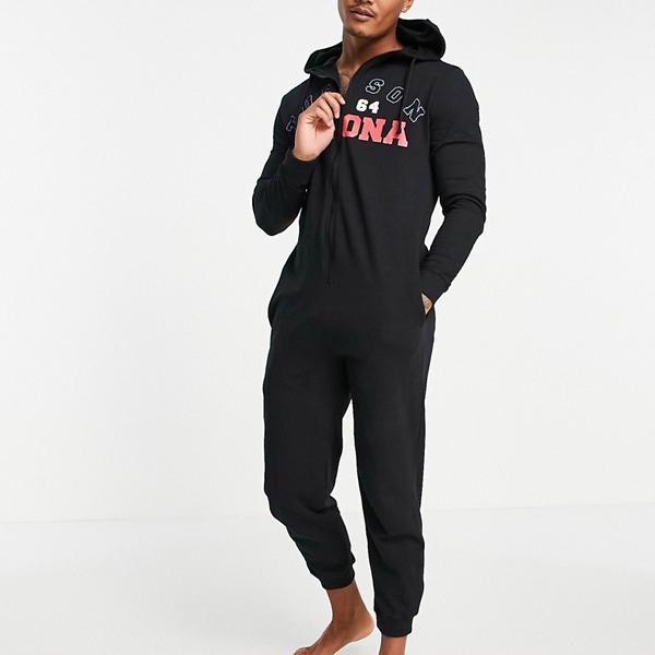 交換無料 エイソス Asos Asos Asos Designラウンジonesie ブラック シティテキストプリント 部屋着 メンズ 男性 インポート ブランド 小さいサイズから大きいサイズまで 驚きの安さ Volfgr Com