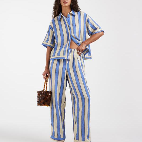 エイソス ASOS asos ASOS DESIGN デリラ 砂浜 チーズク天使の都市 トラウザー 青色縞模様 下つ方  ズボン下 レディース お上さん インポートブランド ごく小さい大いさから惜しみ無い大いさまで ボトムス-レディースファッション-パンツ