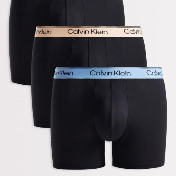 カルバンクライン Calvin Klein カルバン・クライン マイクロ衣料繊維 伸ばすこと ボクサーブリーフ 3枚組 黒いこと（カラーウエストバンド付き添い人）  はだ着 メンズ 成人男性 インポートブランド 小っちゃい大いさから馬鹿でかい大いさまで