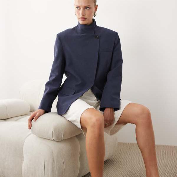 エイソス ASOS asos ASOS DESIGN ファンネルネックラップブレザー アウター レディース 女性 インポートブランド 小さいサイズから大きいサイズまで