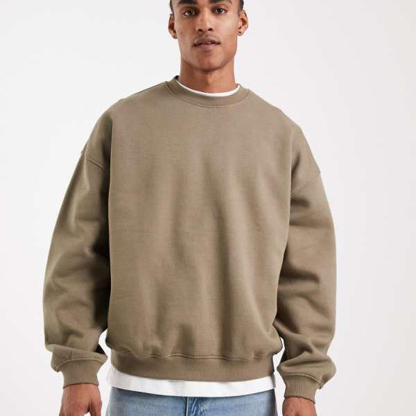 エイソス ASOS asos ASOS DESIGN エッセンシャルズ エクストリーム 厚地の外套大きさ トレーナー（カーキ） トップス メンズ 成人男性 インポートブランド たわい無い大きさから気が大きい大きさまで