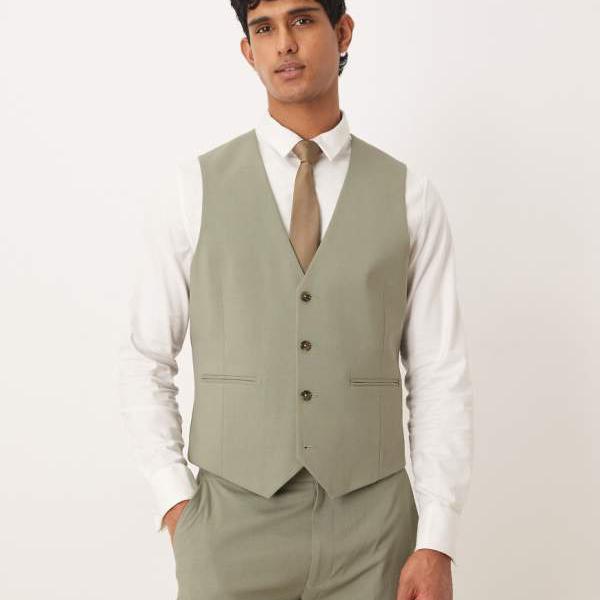 エイソス ASOS asos ASOS DESIGN スリムスーツウエストコート（セージ） ベスト メンズ 男性 インポートブランド 小さいサイズから大きいサイズまで