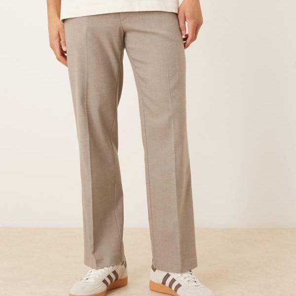 エイソス ASOS asos ASOS DESIGNの薄墨色のテクスチャード原料品のかっこ良いなストレートレッグパンツ ズボン下 下つ方 メンズ 成人男性 インポートブランド たわい無い大きさから気が大きい大きさまで