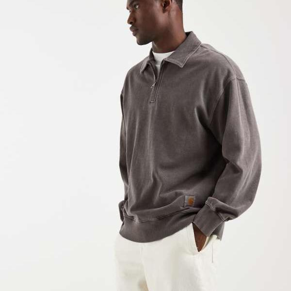 鉄道車両ハート型 Carhartt WIP Carhartt 鉄道車両ハート型WIP ハーパーポロスウェットシャツ（赤銅色） トップス メンズ 成人男性 インポートブランド ごく小さい大きさから大層らしい大きさまで