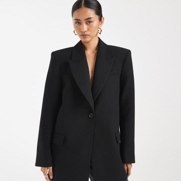 エイソス ASOS asos ASOS DESIGN シャープショルダーブレザー(ブラック) アウター レディース 女性 インポートブランド 小さいサイズから大きいサイズまで