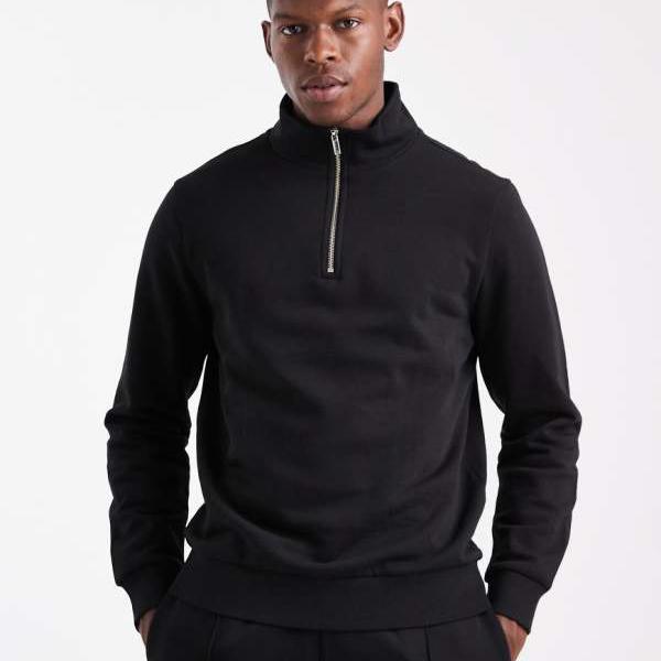 ニュールック New Look New Look 1/4ジップ ファンネルネック スウェットシャツ ブラック 300gsm トップス メンズ 男性 インポートブランド 小さいサイズから大きいサイズまで｜セレクトショップ　Diva　Closet