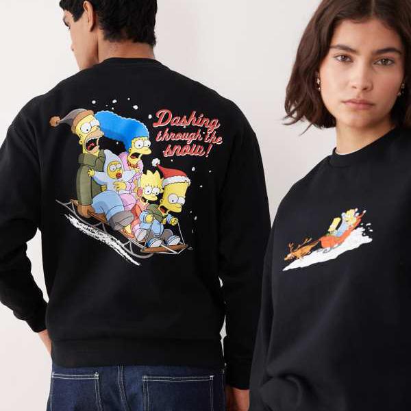エイソス ASOS asos ASOS DESIGNのユニセックスリラックスフィットスウェットシャツ。ザ・シンプソンズの刷り上げる入り口・入口（黒いこと）。 トップス レディース お上さん インポートブランド たわい無い大きさから気が大きい大きさまで