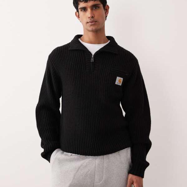 カーハート Carhartt WIP Carhartt Carhartt WIP デトロイト ハーフジップ ニット ジャンパー(ブラック) トップス メンズ 男性 インポートブランド 小さいサイズから大きいサイズまで