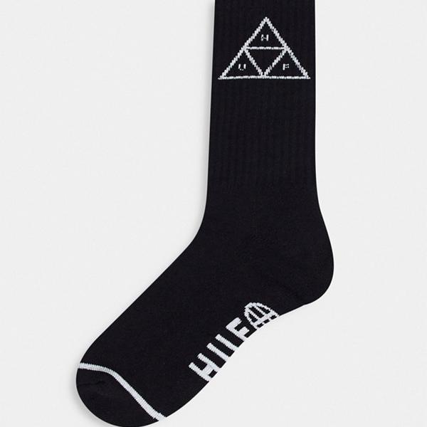 ハフ Huf Huf 黒のhufトリプルトライアングルクルーソックス 靴下 メンズ 男性 インポートブランド Fitzfishponds Com