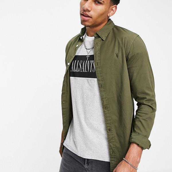 オールセインツ Allsaints カーキ色のallsaintsサンザシシャツ トップス メンズ 男性 インポートブランド 小さいサイズから大きいサイズまで Highsoftsistemas Com Br