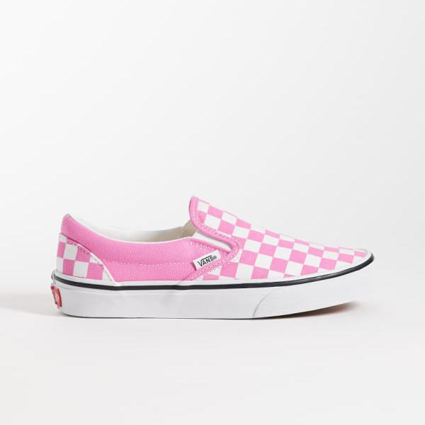 ヴァンズ Vans VANS バンズ さくら色と白の市松飾りつけのVansスリッポンスニーカー 靴 レディース 亭主もち インポートブランド ごく小さい大きさから大層らしい大きさまで