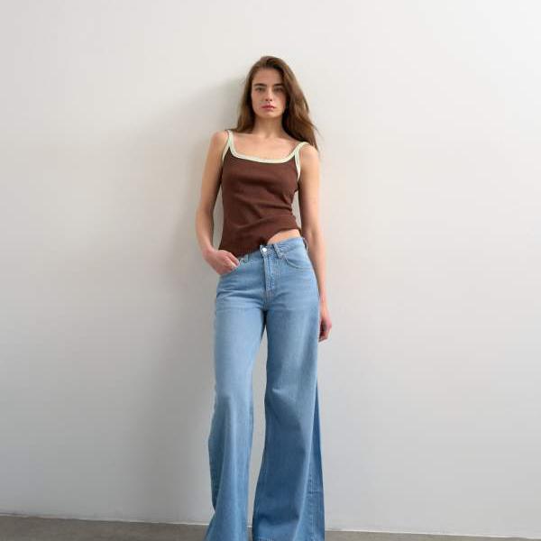 トップショップ Topshop TOPSHOP トップショップ ホライゾン ミッドライズ ワイドレッグ ジーンズ（ブリーチ） ボトム パンツ レディース 女性 インポートブランド 小さいサイズから大きいサイズまで