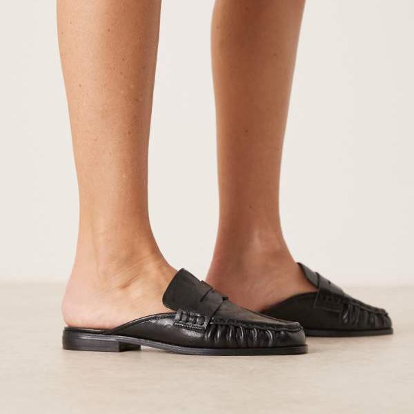 エイソス ASOS asos ASOS DESIGN マウス ルーシュディテール ローファー ミュール（ブラック） 靴 レディース 女性 インポートブランド 小さいサイズから大きいサイズまで
