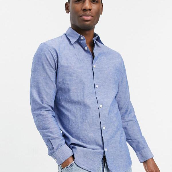 正規品 京都のセレクトショップdivacloset セレクテッド セレクテッド インポートブランド オム Selected Homme Selected ライトブルーの厳選されたオムリネンシャツ Homme ライトブルーの厳選されたオムリネンシャツ トップス メンズ 男性 インポート ブランド