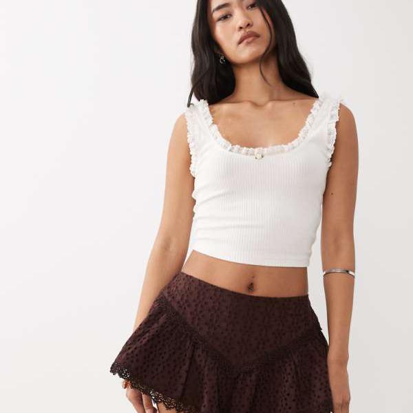 ミスセルフリッジ Miss Selfridge  ミス・セルフリッジの黒茶色の刺しゅう入り口・入口遊撃手ズボン下 ズボン下 下つ方 レディース 成人女性 インポートブランド 弱められた大きさから馬鹿でかい大きさまで