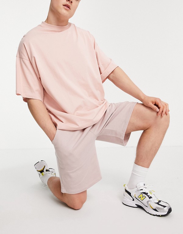 エイソス Asos Asos Asosdesignコーディネイトオーバーサイズジャージーショーツピンク パンツ ボトム メンズ 男性 インポートブランド 小さいサイズから大きいサイズまで Vmaphotographystudios Com