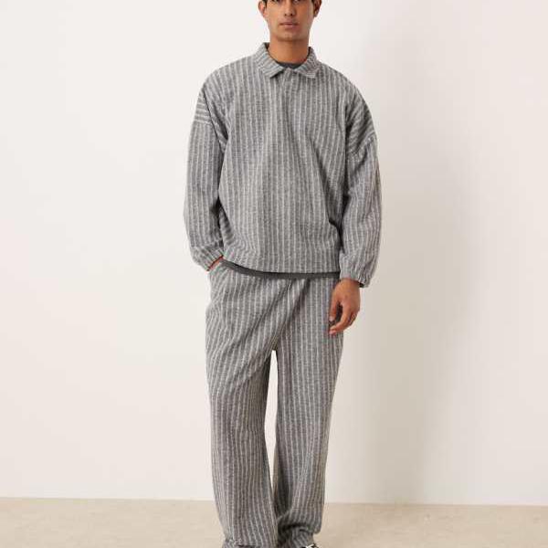エイソス ASOS asos ASOS DESIGN ワイドレッグ ウール風 ジョガー コーデ（グレー） パンツ ボトム メンズ 男性 インポートブランド 小さいサイズから大きいサイズまで
