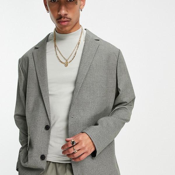 エイソス Asos Asos Asosdesignの道中師の肌理の特大ブレザー アウター メンズ 成人男性 インポートブランド 下らない号から絶大サイズまで Goodboydogbeer Com