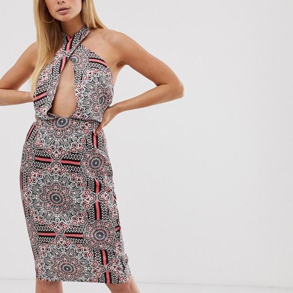 ミスガイデッド Missguided ペイズリー柄のミスガイドトールクロスフロントホルターネックミディドレス ワンピース レディース 女性 インポート ブランド 小さいサイズから大きいサイズまで Ice Org Br