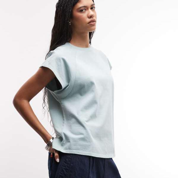 エイソス ASOS asos ASOS DESIGN ラグラン衣袂 ヘビーウェイト ボクシー クロップドティーシャツ ウォッシュドブルー トップス レディース お上さん インポートブランド 小っちゃい大いさから馬鹿でかい大いさまで