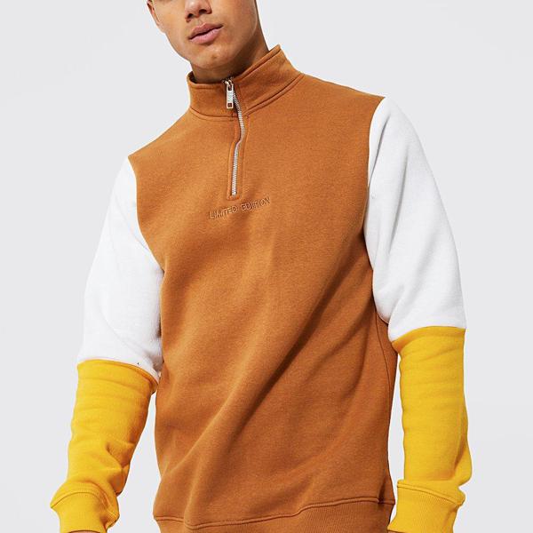 boohoo(ブーフー)BOOHOO カラーブロック限定版ハーフジップスウェット トップス メンズ 男性 インポートブランド 小さいサイズから大きいサイズまで 20代 30代 40代 プレゼント 誕生日