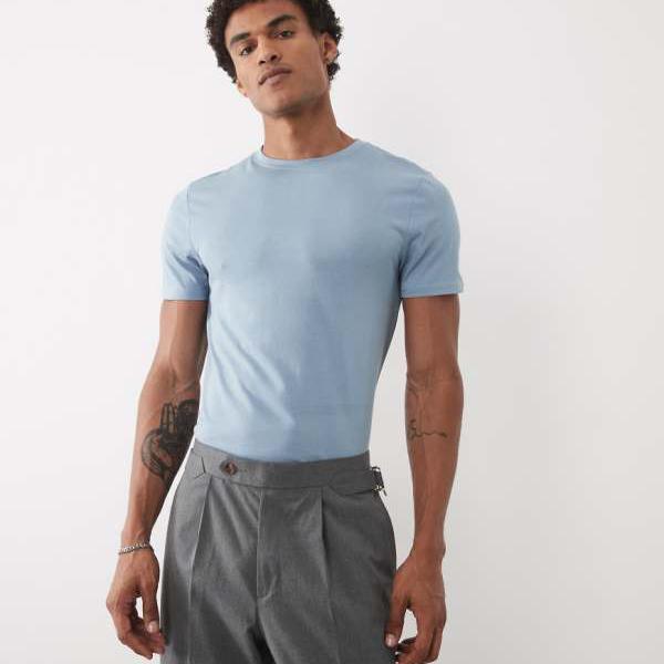 エイソス ASOS asos ASOS DESIGN 割り増し金 SUPIMA・・ 綿織物 か細い相応う ティーシャツ（青碧） トップス メンズ 成人男性 インポートブランド ごく小さい大きさから大層らしい大きさまで