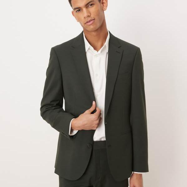 エイソス ASOS asos ASOS DESIGN ウォッシャブルウール スキニースーツジャケット（ダークグリーン） アウター メンズ 男性 インポートブランド 小さいサイズから大きいサイズまで