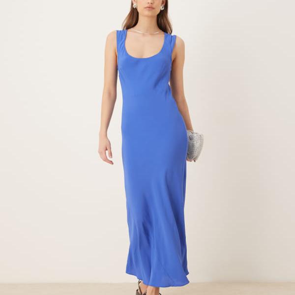 エイソス ASOS asos ASOS DESIGN 旗がしら捩り midi御召しもの（青緑色） 衣装 レディース 成人女性 インポートブランド 弱められた大きさから馬鹿でかい大きさまで