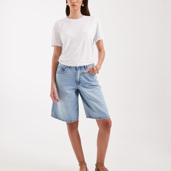 ヴェロモーダ Vero Moda ヴェロ・モーダのライトブルーデニムを使用したロング丈ワイドレッグデニムショーツ ボトム パンツ レディース 女性 インポートブランド 小さいサイズから大きいサイズまで|セレクトショップ Diva Closet