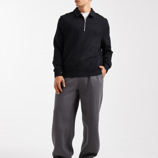 エイソス ASOS asos ASOS DESIGN エッセンシャルズ ワイドレッグジョガー（ウォッシュドブラック） パンツ ボトム メンズ 男性 インポートブランド 小さいサイズから大きいサイズまで