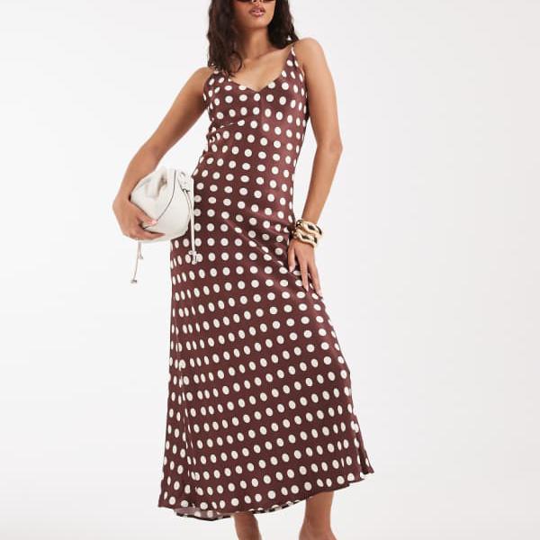 リバーアイランド  River Island RIVER ISLAND リバーアイランドの赤銅色の一点柄横すべり御召しもの 衣裳 レディース お上さん インポートブランド 小っちゃい大いさから馬鹿でかい大いさまで