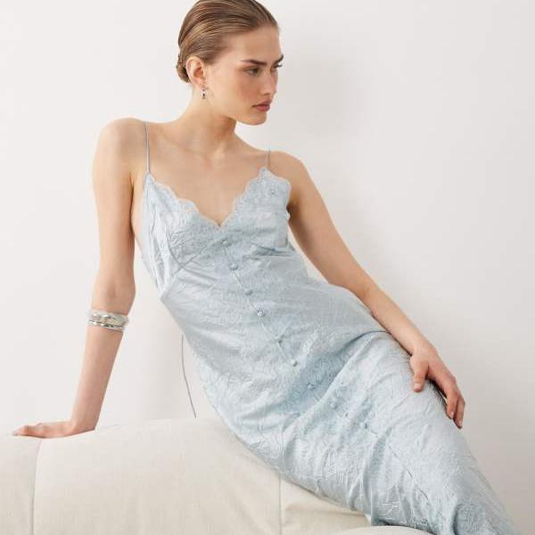 エイソス ASOS asos ASOS DESIGN スピード競技科目 名取り草落ちこむ 向こう正面 横すべり マキシお召しもの 点火装置青色 衣装 レディース お上さん インポートブランド たわい無い大きさから気が大きい大きさまで