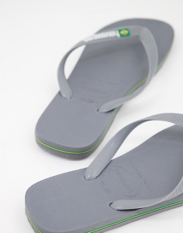 T ポイント5倍 ハワイアナス Havaianas ハワイアナスブラジルのロゴのビーチサンダル グレー 靴 メンズ 男性 インポートブランド 小さいサイズから大きいサイズまで Blessingsnmore Com