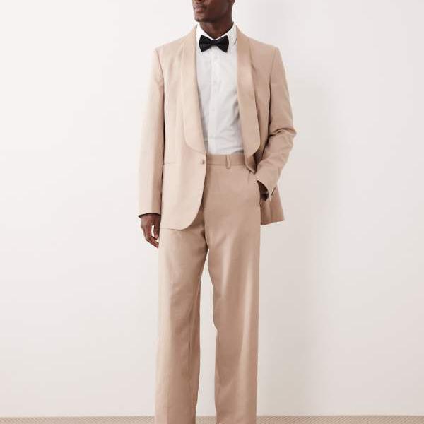 エイソス ASOS asos ASOS DESIGN ワイドタキシードパンツ（ベージュ） パンツ ボトム メンズ 男性 インポートブランド 小さいサイズから大きいサイズまで