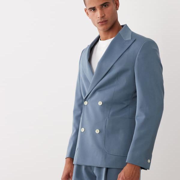 エイソス ASOS asos ASOS DESIGN レギュラースーツジャケット（ミッドブルー） アウター メンズ 男性 インポートブランド 小さいサイズから大きいサイズまで