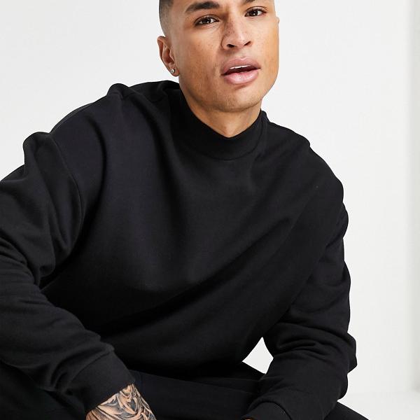 エイソス Asos Asos Asosdesignオーバーサイズスウェットシャツタートルネックブラック トップス メンズ 男性 インポートブランド 小さいサイズから大きいサイズまで Lojascarrossel Com Br